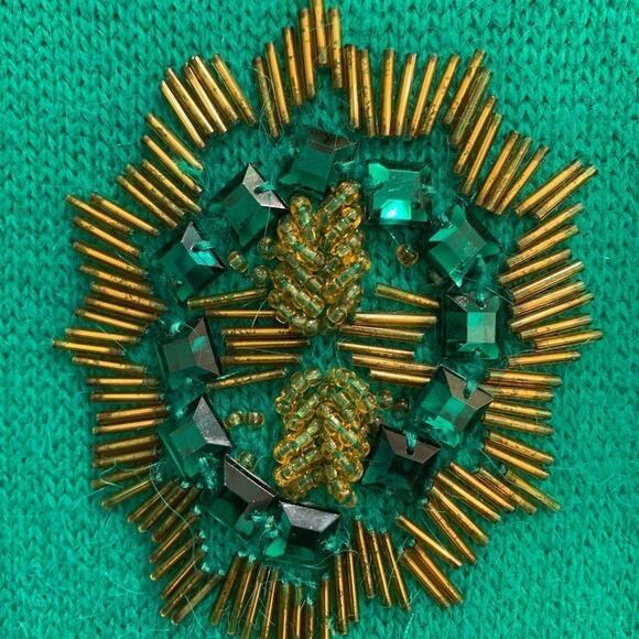 Interiss VNTG Green Beaded Sweater Dress - L - Picture 4 of 9